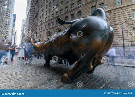 The Charging Bull Statue in Downtown Manhattan on Wall Street in New ...