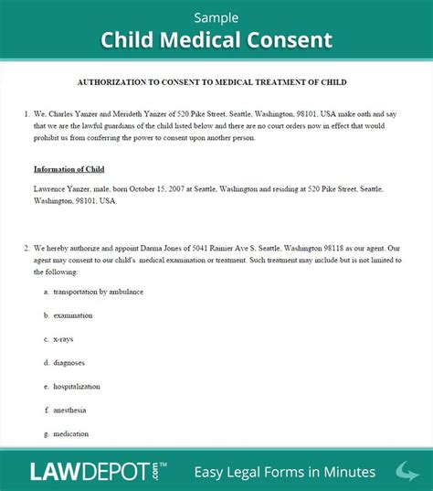 free printable medical consent form for minor traveling without parents