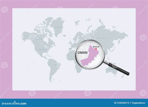 Map of Oman on Political World Map with Magnifying Glass Stock Vector - Illustration of ...