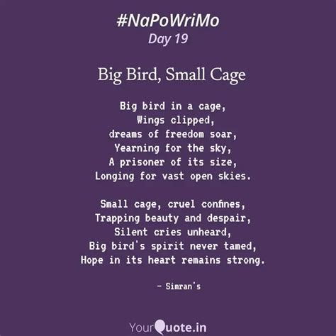 Big bird in a cage, Win... | Quotes & Writings by Simran Gill | YourQuote