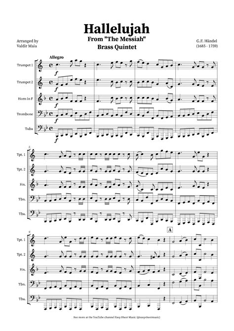 Hallelujah Chorus from Messiah - Brass Quintet (arr. Valdir Maia) by ...