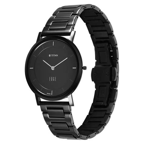 Buy Online Titan Edge Quartz Analog Black Dial Black Stainless Steel ...