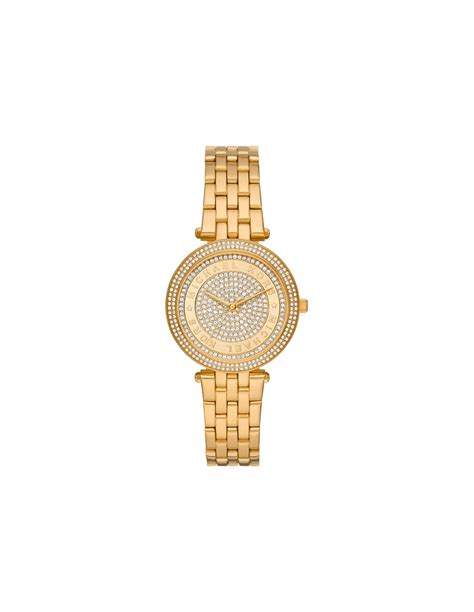 Michael Kors Mens 33 mm Darci Gold Dial Stainless Steel Analog Watch