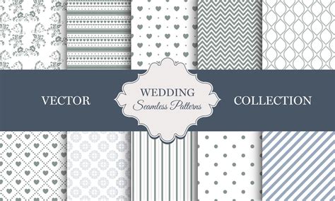 Collection of Wedding Seamless Patterns. Vector set of anniversary ...