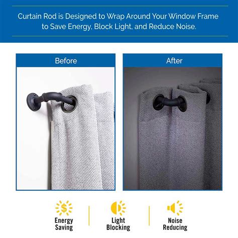Sunzero Bronn 3/4" Black Decorative Curtain Rod, 66-120"