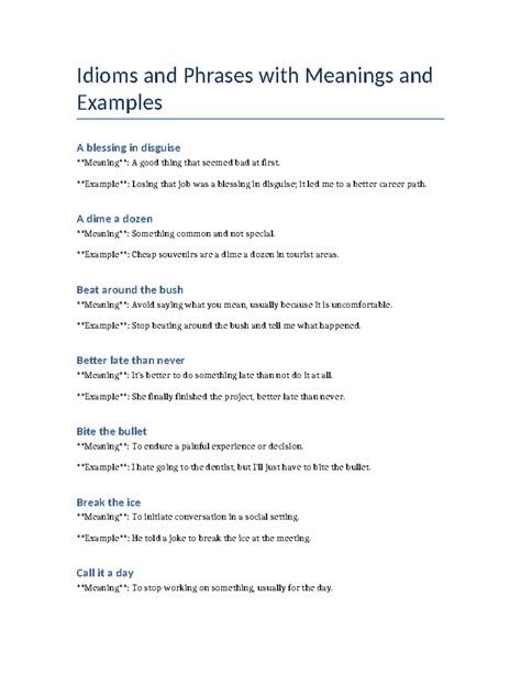 Idioms and Phrases - English Grammar - Idioms and Phrases with Meanings ...