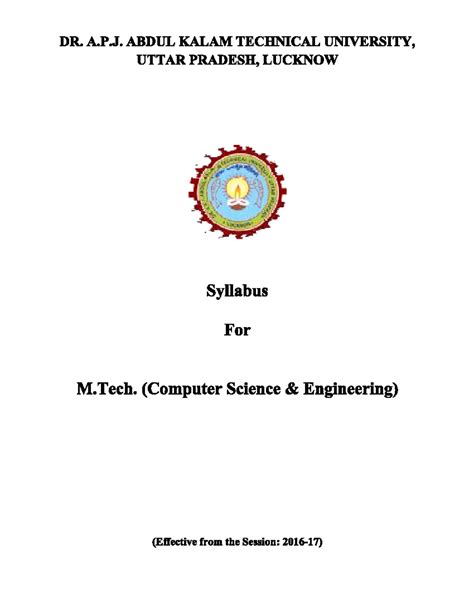 M.Tech Syllabus Overview for Computer Science Engineering (MTCS) - Studocu