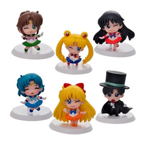 Buy 6 Pcs Sailor Moon Action Figure, Sailor Moon Mini Figures, Cake ...