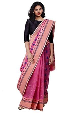 Buy UNNATI SILKS Women Pure Handloom Bengal Cotton Tant Saree without ...