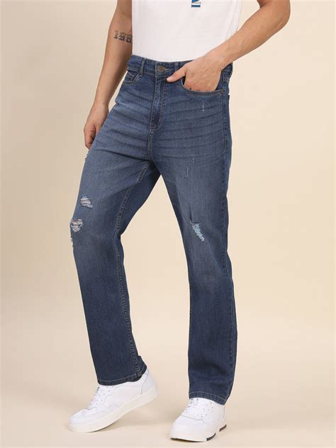 Men's Slim Fit Light Blue Denim Jeans Waistband With Belt Loops Has A ...