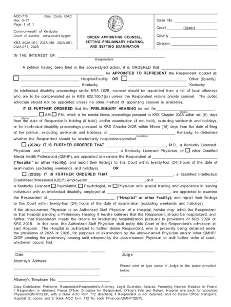 Fillable Online AOC-715 Doc. Code: OAC Rev. 8-17 ... - kycourts.gov Fax ...