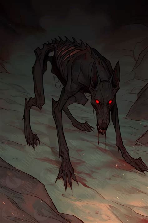 Harrow Hound or Hell Hound | Monster illustration, Fantasy illustration ...