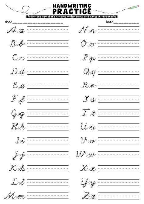 Writing Alphabet Letters Worksheets | Planner Hexagon