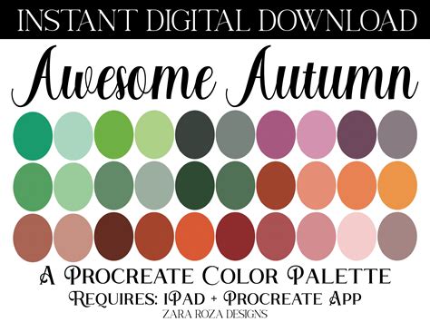 Awesome Autumn Procreate Color Palette Graphic by ZaraRozaDesigns ...