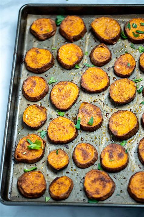 Baked Sweet Potato Slices • Dishing Delish