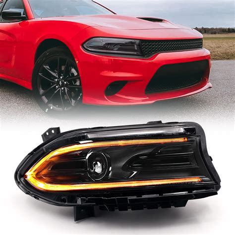 FIONE Halogen Headlights Assembly Compatible with Dodge Charger 2022 2023 Headlamp with LED DRL ...
