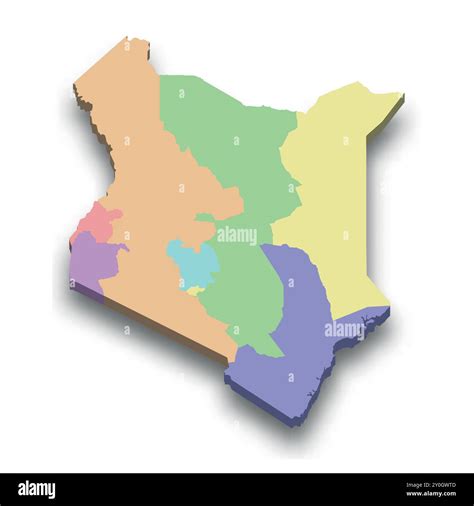 3d isometric colored map of Kenya with borders of regions Stock Vector Image & Art - Alamy