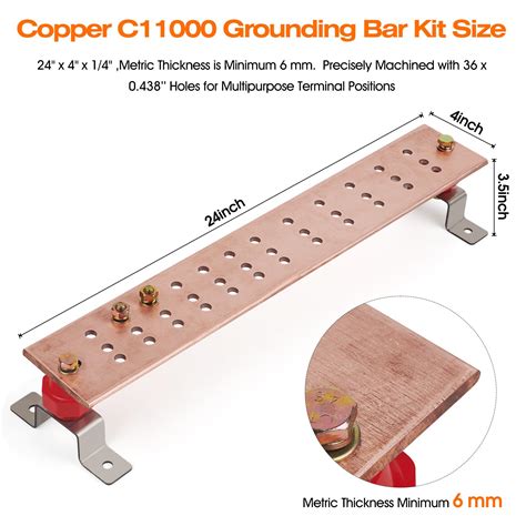 Snapklik.com : 24" Ground Bar Kit,4 Wide Heavy Duty Ground Bars Copper ...