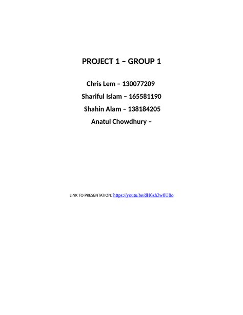 Project 1 Final Document - Economics - Studocu