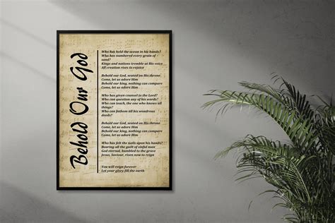 Behold Our God Lyrics on Sheet Music Background, Song Lyrics Wall Art ...