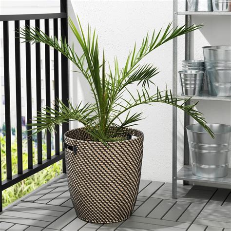 RÅGKORN plant pot, in/outdoor dark grey/beige, 32 cm (12 ½") - IKEA