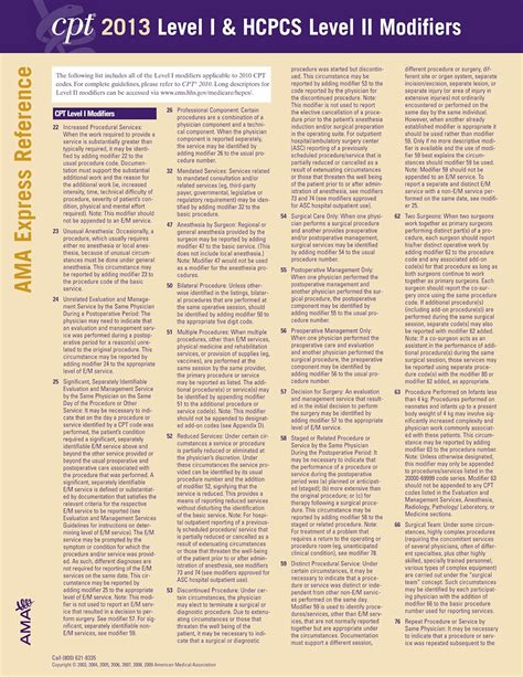 Buy CPT and HCPCS 2013 Express Reference Coding Card Level II Modifiers ...