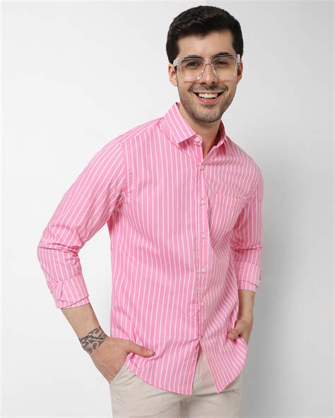 Buy Men's Pink Striped Shirt Online in India at Bewakoof