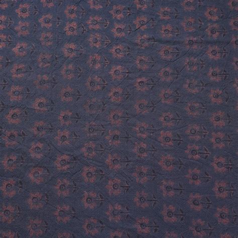 Blue Pure Merino Wool Handloom Natural Dyed Ajrakh Print Fabric