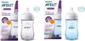 Philips Avent 260ml Natural Feeding Bottle With 260ml Natural 2.0 Blue ...