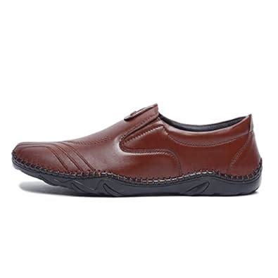 MUTAQINOTI Men's Brunette Brown Genuine Leather Shoe Slipon Air Light ...