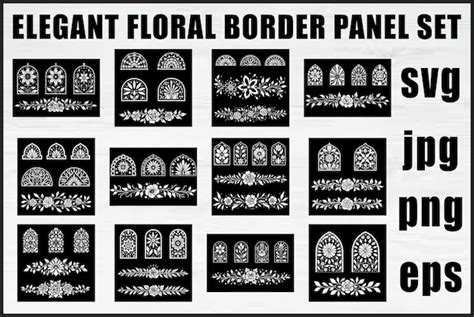 Laser cut Floral Border Panels | Premiumベクトル素材