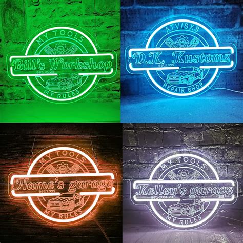 Buy DUNACO Custom Garage Neon Sign for Wall Decor, Personalized Garage ...