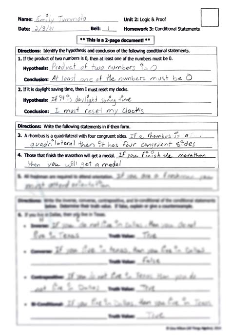 Image result for Conditional Statements Worksheet Key Geometry