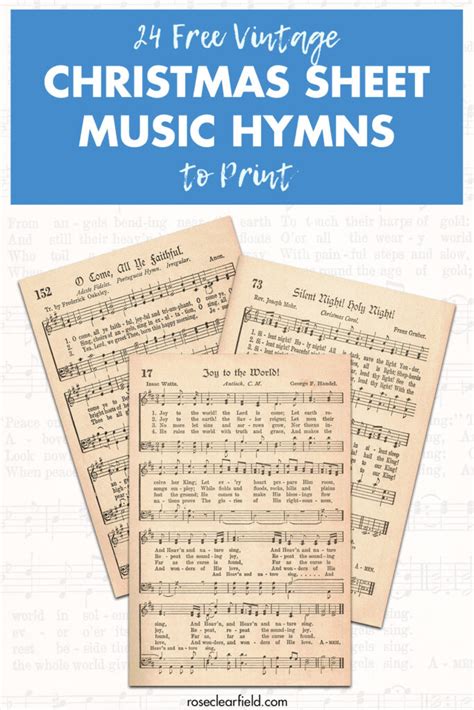 Free Printable Vintage Christmas Sheet Music Hymns • Rose Clearfield