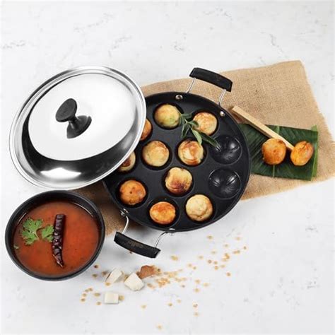 Buy Cello Non-Stick 12 Cavity Appam Patra with Stainless Steel Lid ...