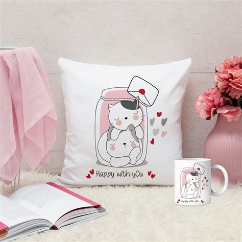 Set of 2 Printed Cushion And Mug Special Unique Birthday, Wedding, Ann ...
