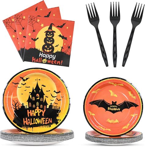 Amazon.com: 100 Pcs Halloween Party Plates and Napkins - Disposable ...