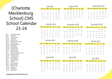 Charlotte-Mecklenburg School Calendar - US School Calendar