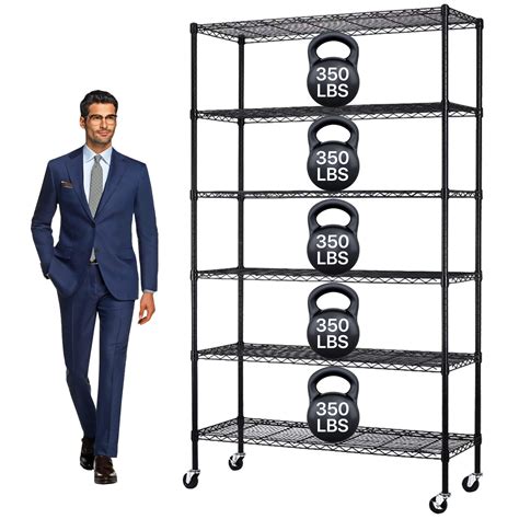 Buy Storage Shelves Metal Shelf Wire Shelving Unit with Wheels 6 Tier ...