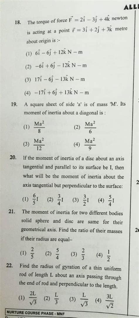 The moment of inertia for two different bodies solid sphere and disc are