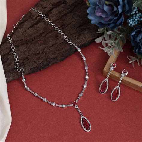 Zircon Necklace | CZ Jewellery Necklace | American Diamond Set