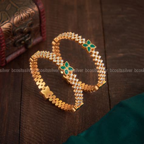 Vajra Gold Plated Close settings bangle- 5763