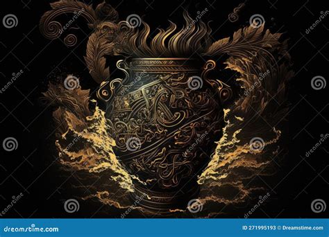 Chaos Greek Mythology God Black Gold Vase by Generative AI Stock ...