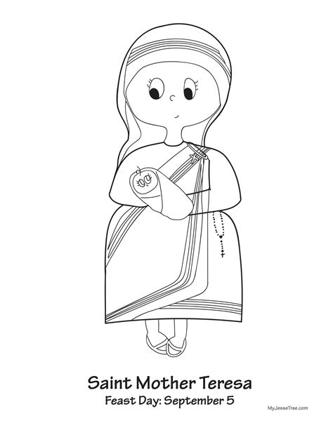 Mother Teresa Sketch Coloring Page