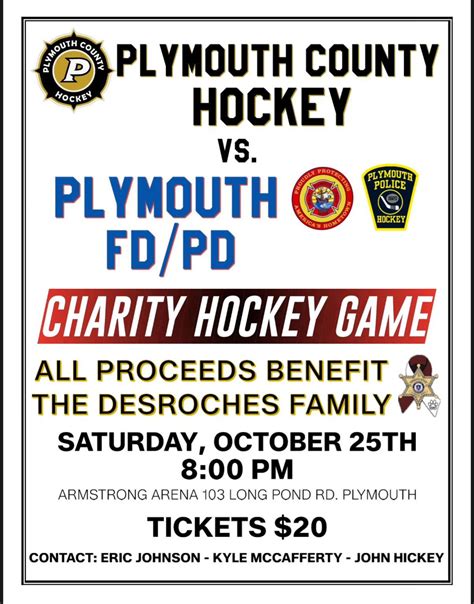 Plymouth County Charity Hockey Game vs Plymouth PD/ FD, Armstrong Arena ...