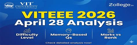 VITEEE 2026 April 28 Analysis: Check Difficulty Level, Memory-Based ...