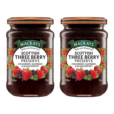 Mackays Scottish Three Berry Preserve Jam 340 gm (Pack of 2)| Imported ...