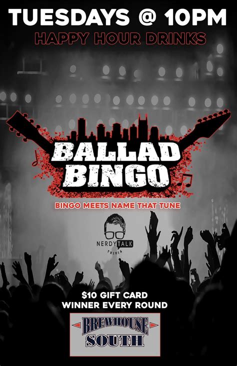 Ballad Bingo with Nerdy Talk Trivia , Brewhouse South, Franklin, 4 June ...