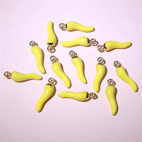 BBB 205 (c) Yellow Chilli pepper enamel charm ( 1 pc ) Tarnish Resista ...