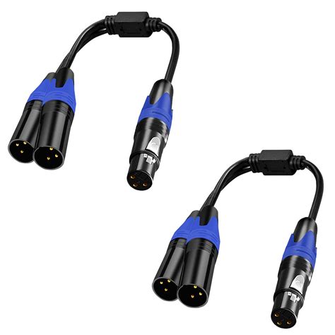 Seefeful (11.8 Inches / 2 Pack) XLR Splitter Cable, 1 XLR Female to 2 XLR Male Patch Y Cable ...